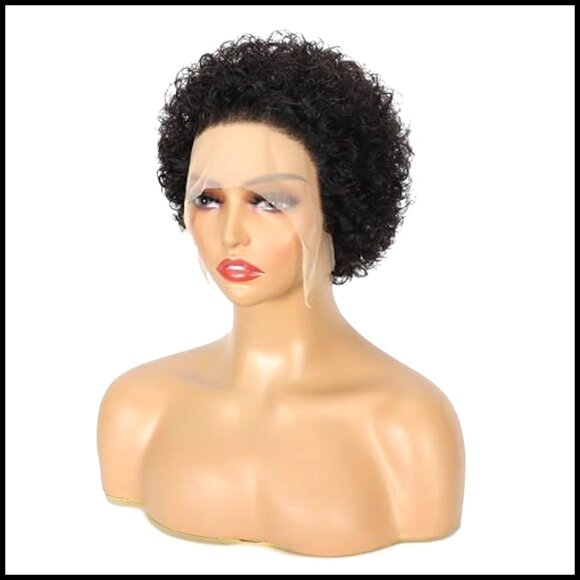 Short Curly Pixie Cut Wig Human Hair Lace Front Glueless Modern Chic main image 4